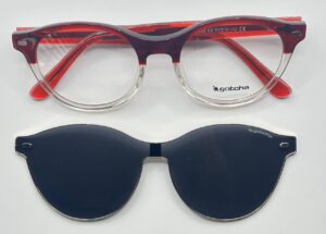 Lentes Ópticos Clip Sol Gotcha Rojo y Transparente de Acetato