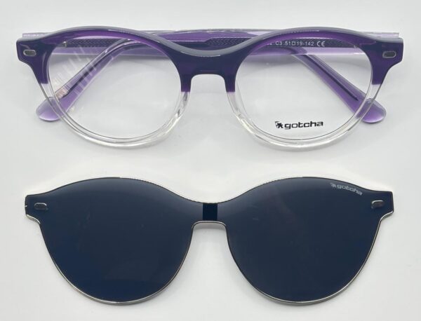 Lentes Ópticos Clip Sol Gotcha Lila y Transparente de Acetato
