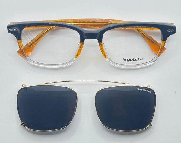 Lentes Ópticos Clip Sol Gotcha Amarillo, Negro y Transparente de Acetato